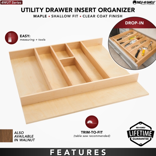 Rev-A-Shelf Trim-to-Fit Shallow Drawer Organizer, 23.98 x 21.97 In, 4WUT-3SH