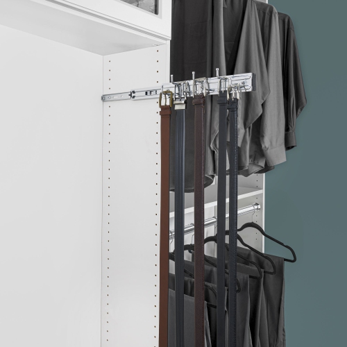Rev-A-Shelf 12" Pullout Belt Rack Closet Storage Organizer, Chrome, BRC-12CR