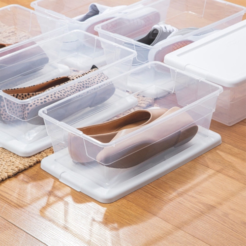 Sterilite 6 Qt Clear Plastic Storage Container Bin Snap Close White Lid, 36 Pack