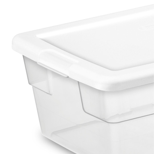 Sterilite 6 Qt Clear Plastic Storage Container Bin Snap Close White Lid, 36 Pack