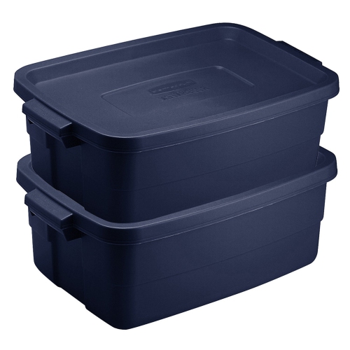 Rubbermaid 3 Gallon Stackable Storage Container, Dark Indigo Metallic