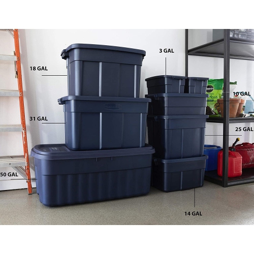 Rubbermaid 3 Gallon Stackable Storage Container, Dark Indigo Metallic