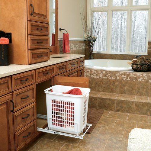 Rev-A-Shelf 20'' Pullout Large Polymer Clothes Hamper, White, HPRV-1520 S