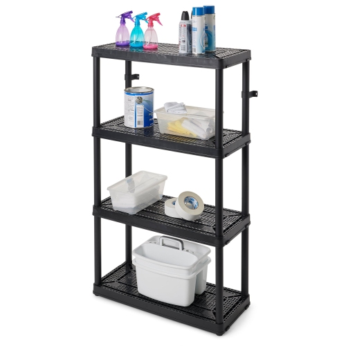 Gracious Living 4 Shelf Fixed Height Medium Duty Storage Unit, Black