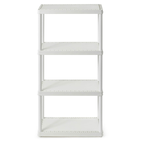 Gracious Living 4 Shelf Fixed Height Light Duty Storage Unit, White