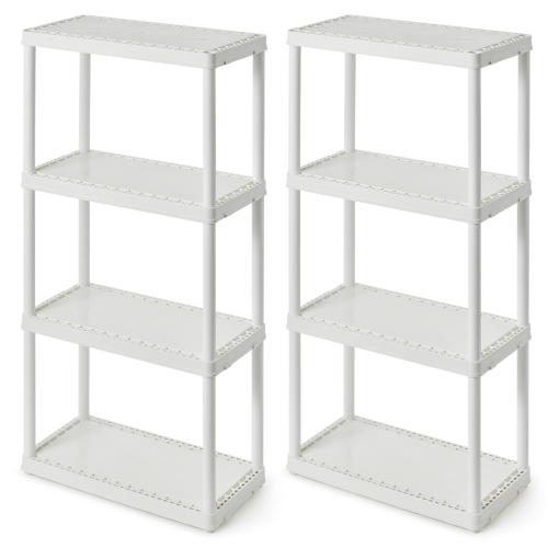 Gracious Living 4 Shelf Fixed Height Light Duty Storage Unit, White