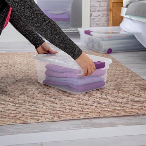 Sterilite 15 Quart Plastic Stackable Storage Container Tote with Lid