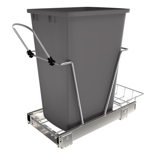 REV-A-SHELF  Pullout Trash Can 35 Qt. for Kitchen Cabinets, Gray, Rv-12Kd-13C-S