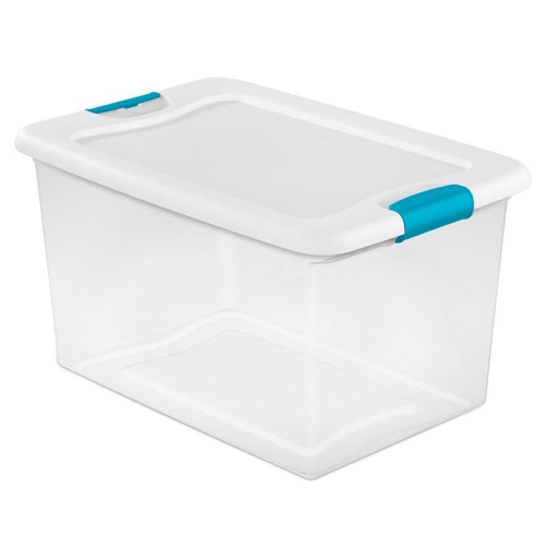 Sterilite 64 Quart Latching Storage Tote Box + Deep Clip Box (4 Pack)