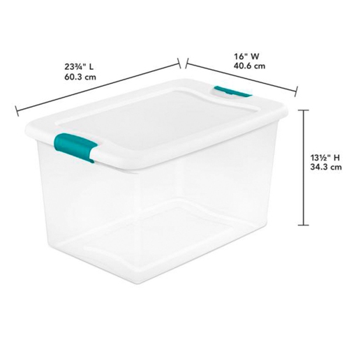Sterilite 64 Quart Latching Storage Tote Box + Deep Clip Box (4 Pack)