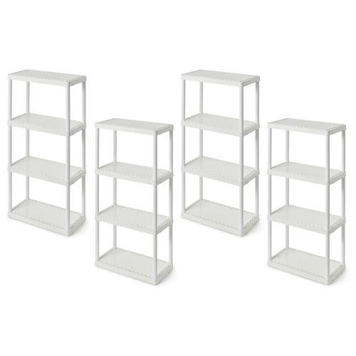 Gracious Living 4 Shelf Fixed Height Light Duty Storage Unit, White