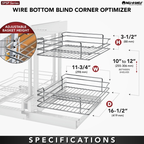Rev-A-Shelf 15" Blind Corner Kitchen Cabinet Organizer w/Soft Close 5PSP-15SC-CR