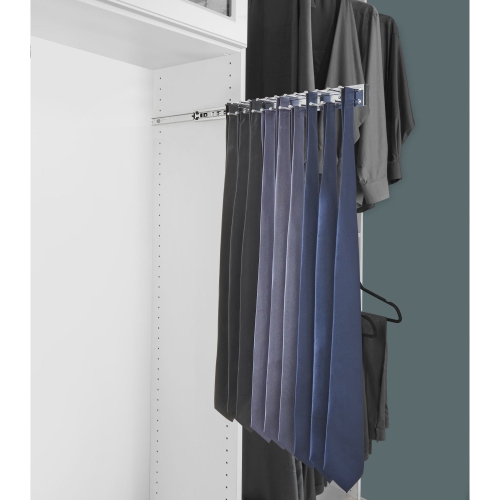 Rev-A-Shelf 14" Side Mount Extending Tie Organization Rack, Chrome, TRC-14CR