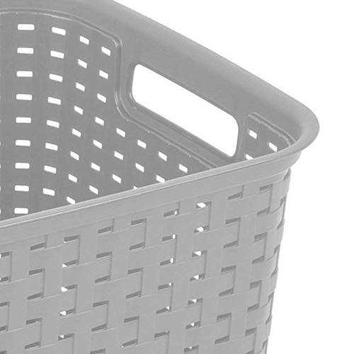 Sterilite 12736 Tall Weave Plastic Laundry Hamper Storage Basket, Gray