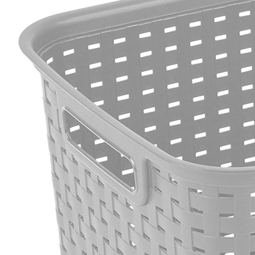 Sterilite 12736 Tall Weave Plastic Laundry Hamper Storage Basket, Gray
