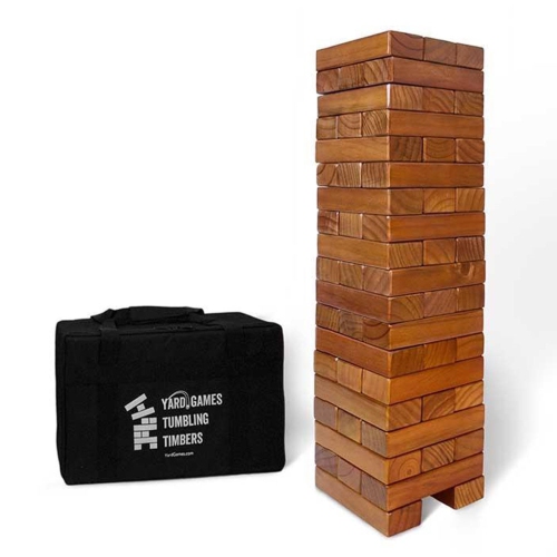 YARD GAMES  Giant Tumbling Timbers 30" Wood Block Stacking Game W/ Case, Stained