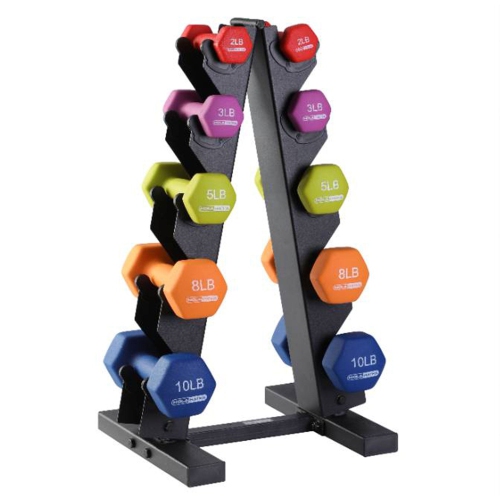 Holahatha 2 3 5 8 And 10 Pound Neoprene Dumbbell Weight Set With Rack Multicolour 5.3 X 18.1 X 21.3 Inches 69 Pounds