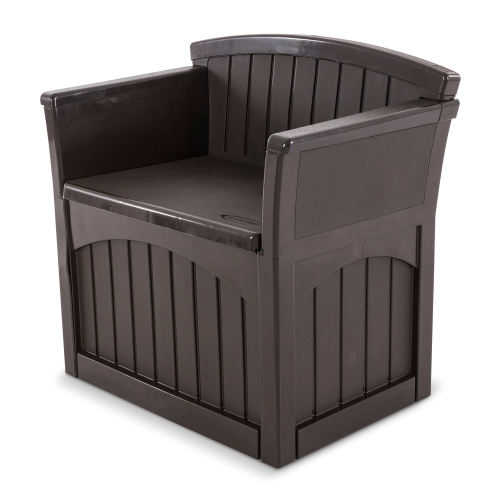 Suncast 31 Gallon Patio Seat Outdoor Storage and Bench Chair, Java | PB2600J