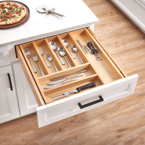 Rev-A-Shelf 4WTCD-24HSC-1 21 Inch Tiered Cutlery Drawer Organizer w/ Soft Close