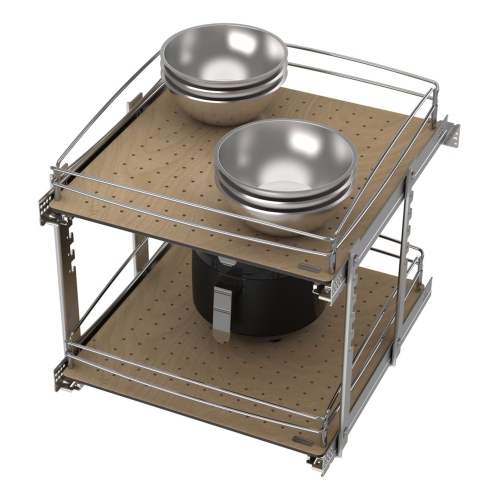 Rev-A-Shelf 2 Tier Solid Bottom Pull Out Base Cabinet Organizer, 54BK-21SC-2-1