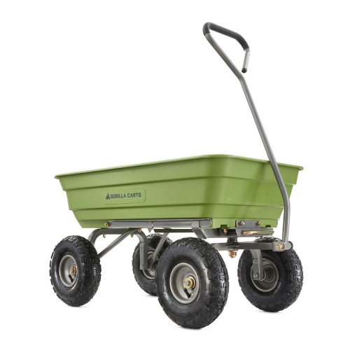 Gorilla Carts 600 Pound Capacity Heavy Duty Poly Yard Dump Utility Cart, Green