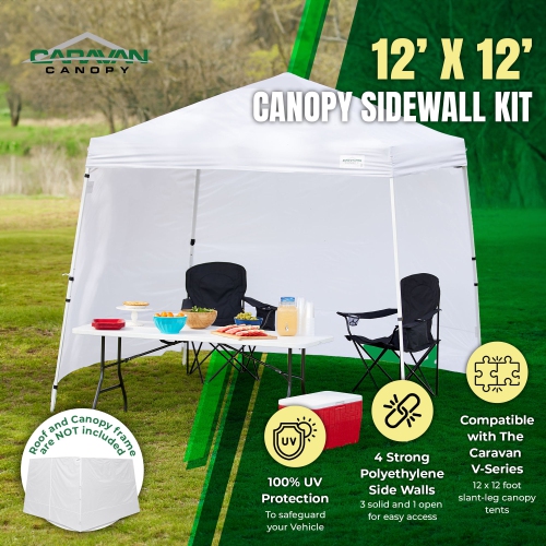 Caravan Canopy V-Series 12 x 12 Foot Tent Sidewalls Only, White