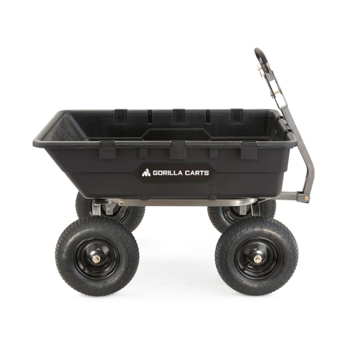 Gorilla Carts Heavy Duty Poly Yard Dump Cart Garden Wagon with 16 Inch Tires