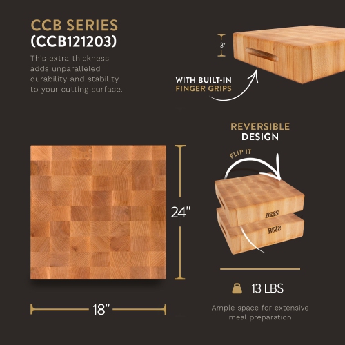 John Boos – petite planche à découper en bois d’érable pour cuisine, 12 x 12 x 3 po