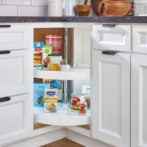 Rev-A-Shelf 28'' Lazy Susan Pie-Cut Polymer Two-Shelf, White, LD-2942-28-11-1