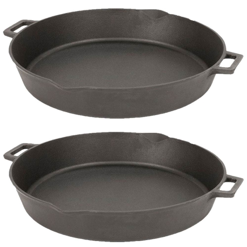 BAYOU CLASSIC  16 Inch Oven Safe Cast Iron Skillet Cooking Pot (2 Pack) In Black