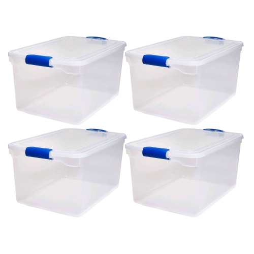 Homz 66 Quart Heavy Duty Modular Stackable Storage Containers, Clear, 4 Pack