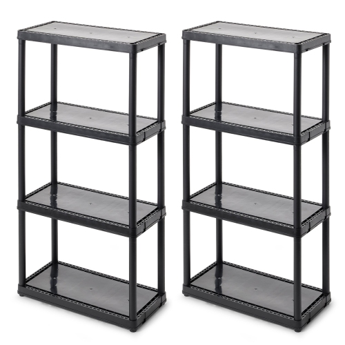 Gracious Living 4 Shelf Fixed Height Light Duty Storage Unit, Black