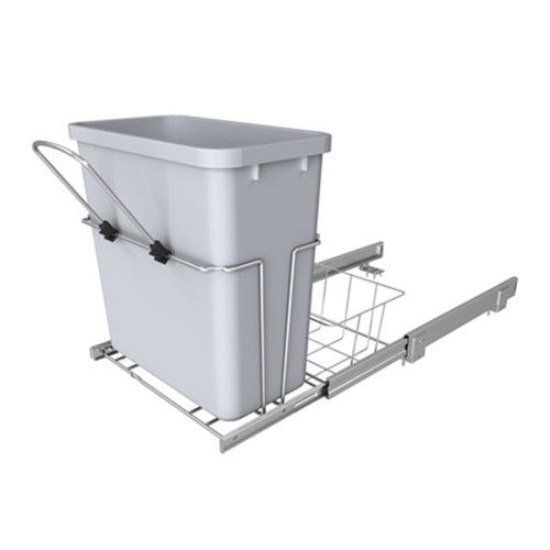Rev-A-Shelf 20 qt. Universal Waste Container with Rear Basket, RUKD-1420RB-1