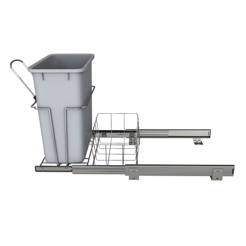 Rev-A-Shelf 20 qt. Universal Waste Container with Rear Basket, RUKD-1420RB-1