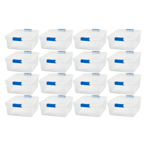 HOMZ  15.5 Quart Heavy Duty Clear Plastic Stackable Storage Containers, 16 Pack Love it
