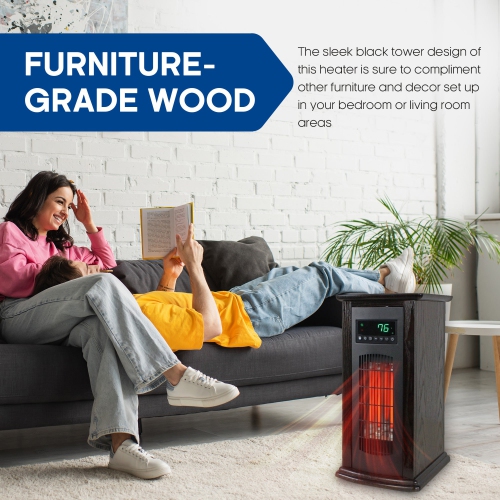Chaufferette verticale d'intérieur à quartz à infrarouge de 1500 W 1500 BTU LifePro de LifeSmart