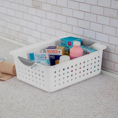 Sterilite Medium Ultra Plastic Storage Organizer Basket with Handles,