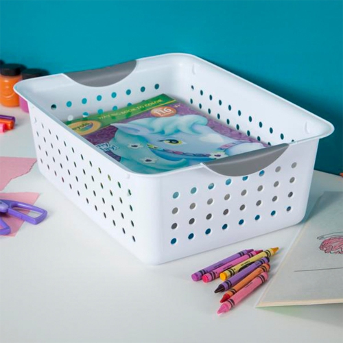 Sterilite Medium Ultra Plastic Storage Organizer Basket with Handles,