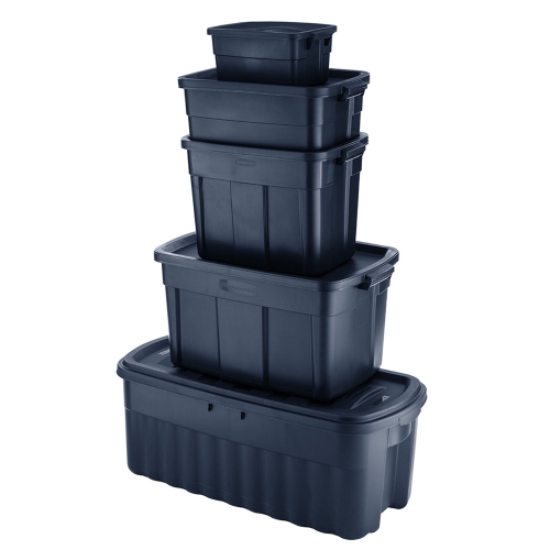 Rubbermaid – contenant de rangement empilable, 18 gallons, indigo foncé métallisé