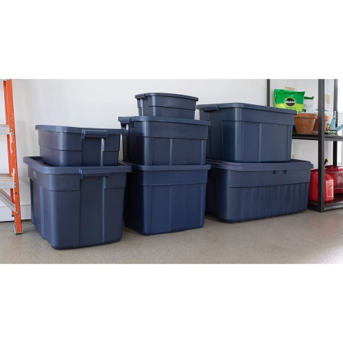 Rubbermaid – contenant de rangement empilable, 18 gallons, indigo foncé métallisé