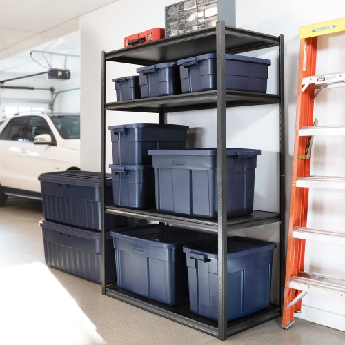 Rubbermaid – contenant de rangement empilable, 18 gallons, indigo foncé métallisé