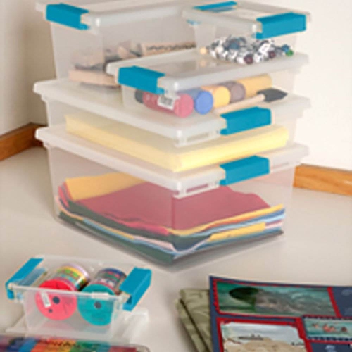 Sterilite Plastic Mini Clip Storage Box Container with Latching Lid, 18 Pack