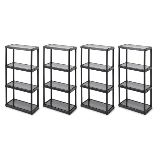 Gracious Living 4 Shelf Fixed Height Light Duty Storage Unit, Black