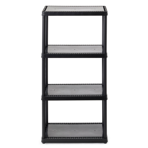 Gracious Living 4 Shelf Fixed Height Light Duty Storage Unit, Black