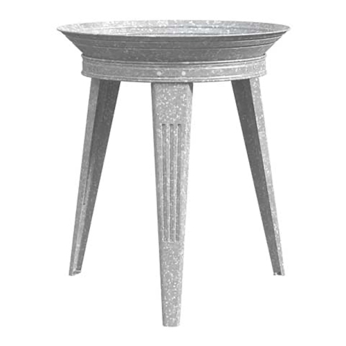 PANACEA  82930 Galvanized Vintage Style Metal Bird Bath And Pedestal Stand In Gray