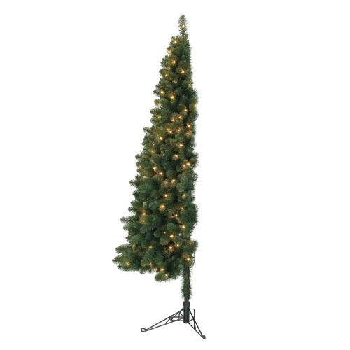 HOME HERITAGE  Pine 5 Foot Artificial Half Christmas Tree Prelit 100 Led Lights