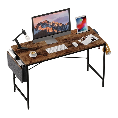 BESTIER  47 Inch Modern Simple Style Office Study Desk With Storage Bag In Brown Awesome Desk! Sleek and sturdy!