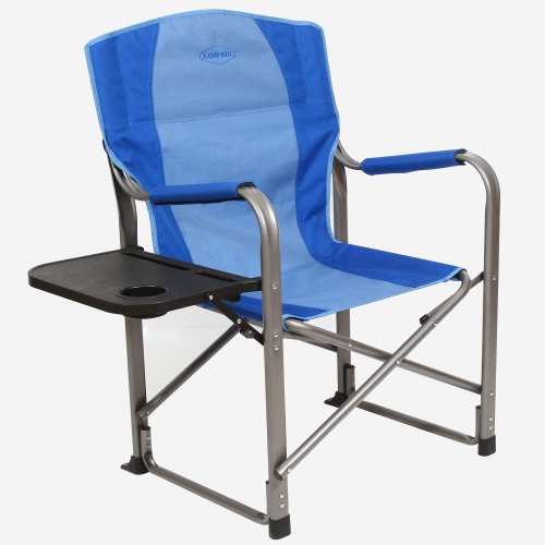 KAMP-RITE  Portable Director's Camping Chair W/table & Cup Holder, 2-Tone In Blue