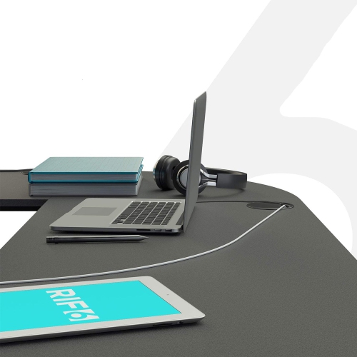 RIF6 L Shaped Modern Computer Office Desk w/ Keyboard Tray, Easy Assembly, Black