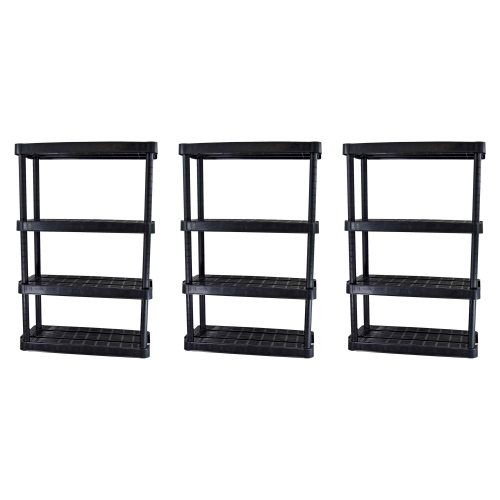 Gracious Living 4 Shelf Adjustable Height Medium Duty Storage, Black